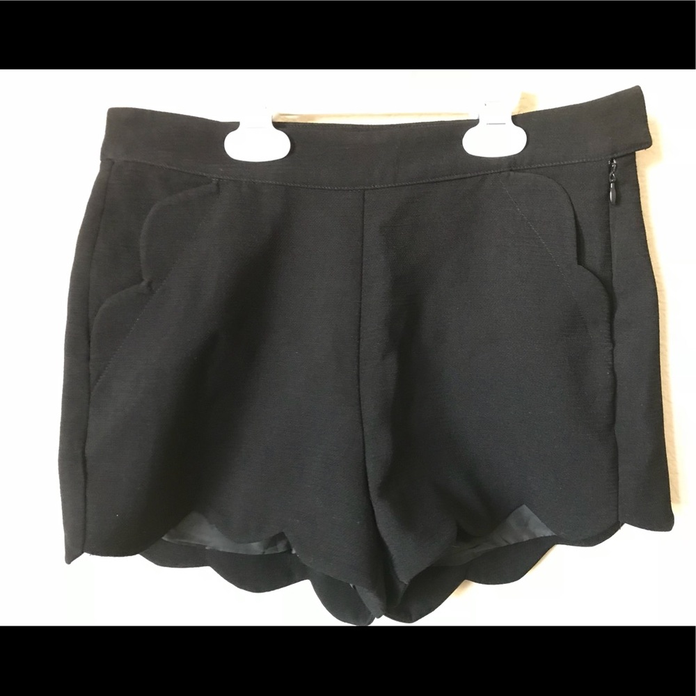 Foreign Exchange Black Scallop Trim Dress Shorts